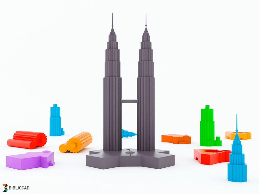 Petronas towers model to assemble 1:1000