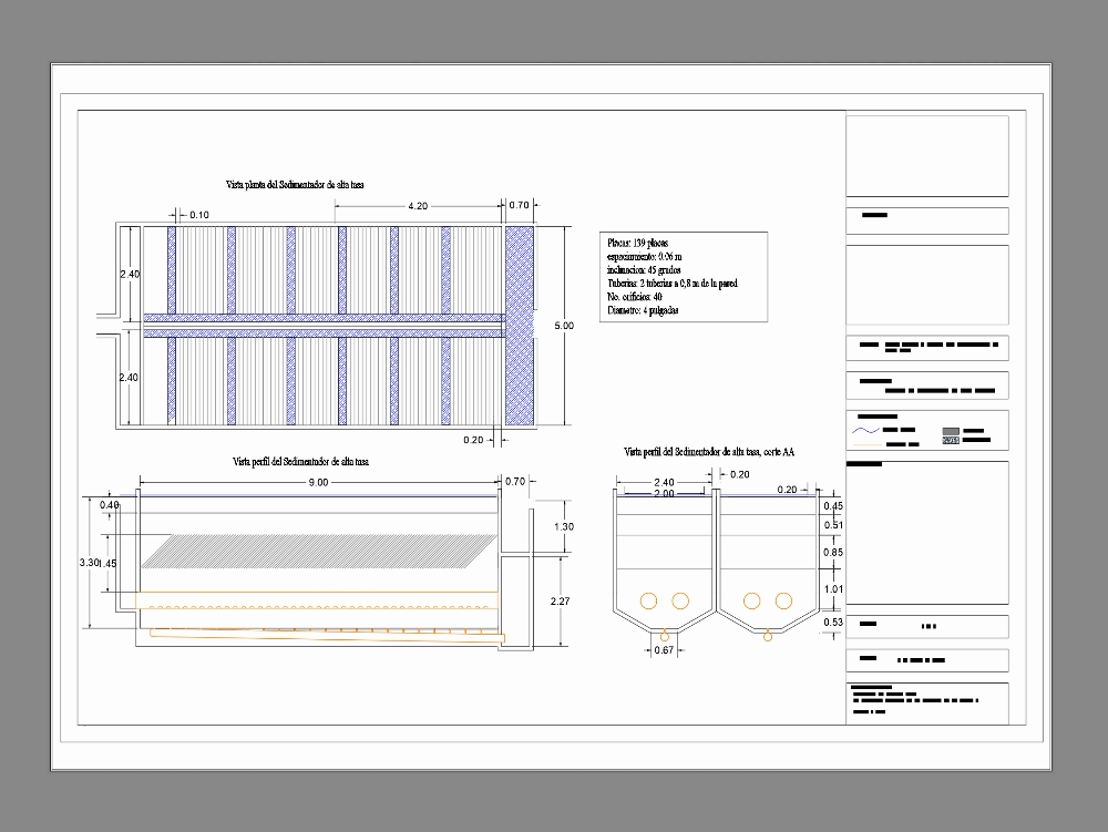 Primary settler for drinking water in AutoCAD | CAD (93.77 KB) | Bibliocad