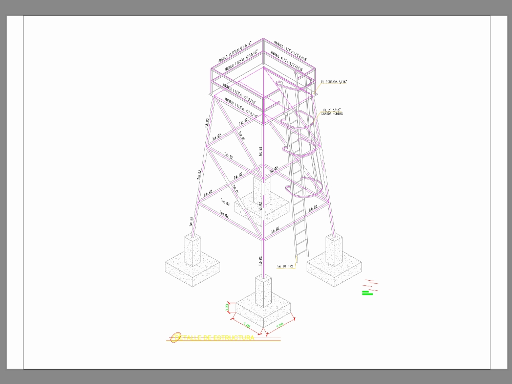 Metal structure for water tank