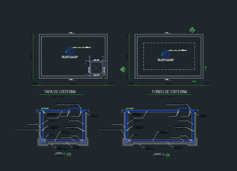 Basic reinforced concrete cistern plan