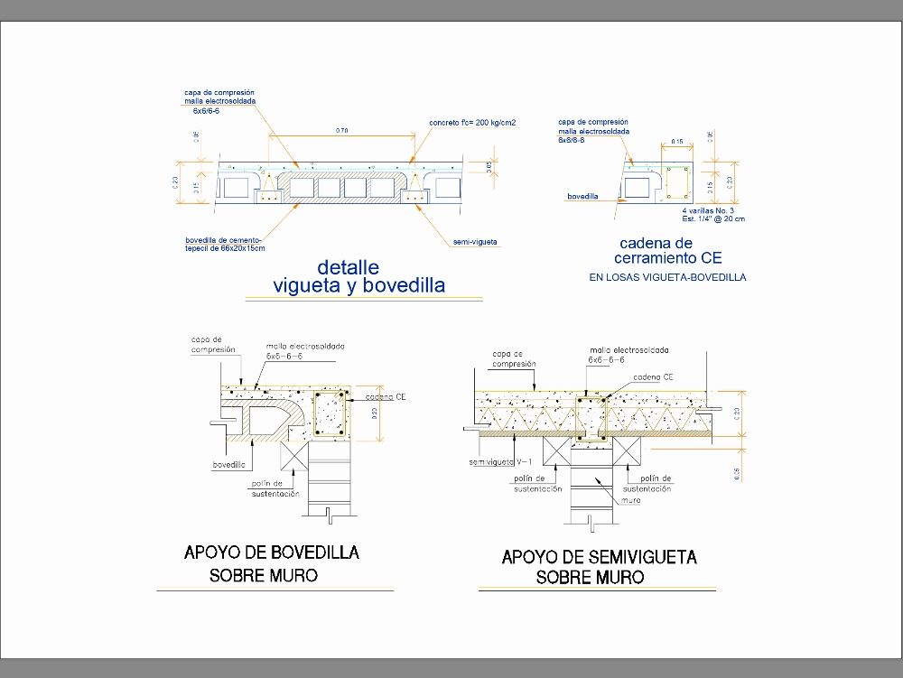 Detail plan of joist and vault