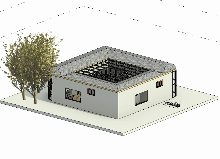 Proyecto de oficinas con estrategias bioclimáticas