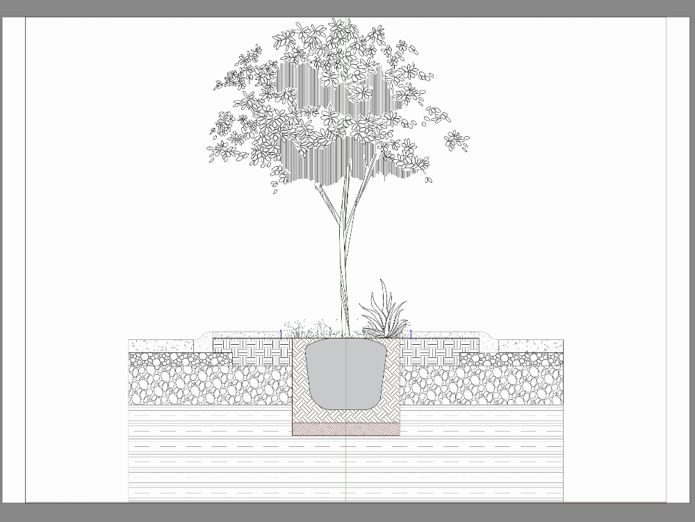 Road median cross section