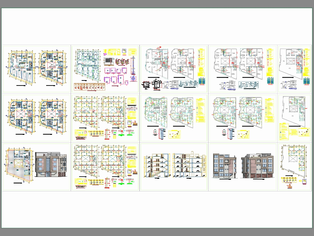 Vierstöckiges Hotel + Parkplatz