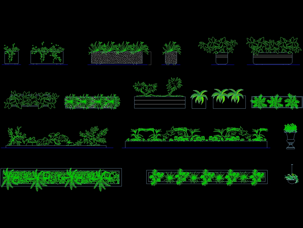 Vegetação em planta e vista