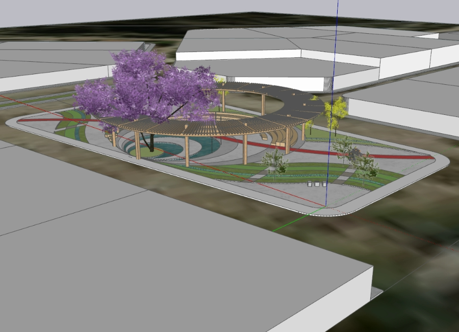 Proyecto urbano de una plaza en SKP | CAD (8.18 MB) | Bibliocad