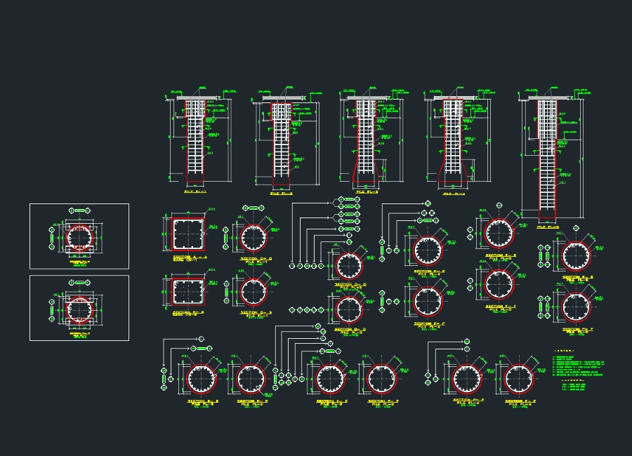Detalles de pilares de cimentación
