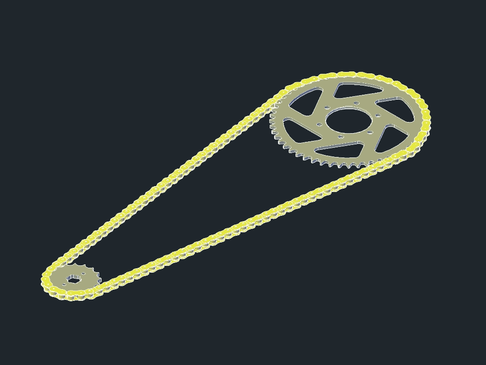Roda dentada e corrente de engrenagens ou motocicletas