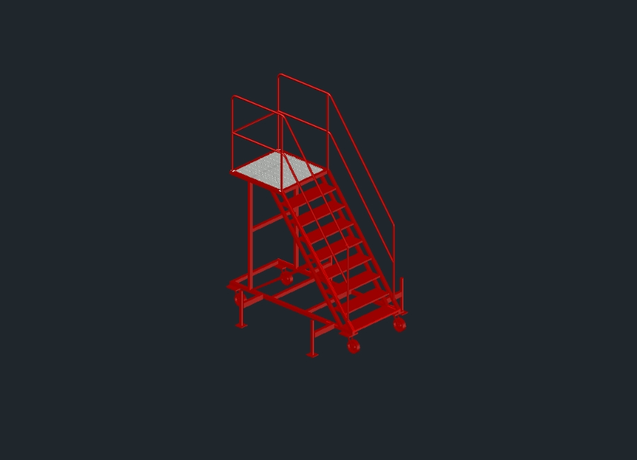 Escada de 8 degraus com plataforma