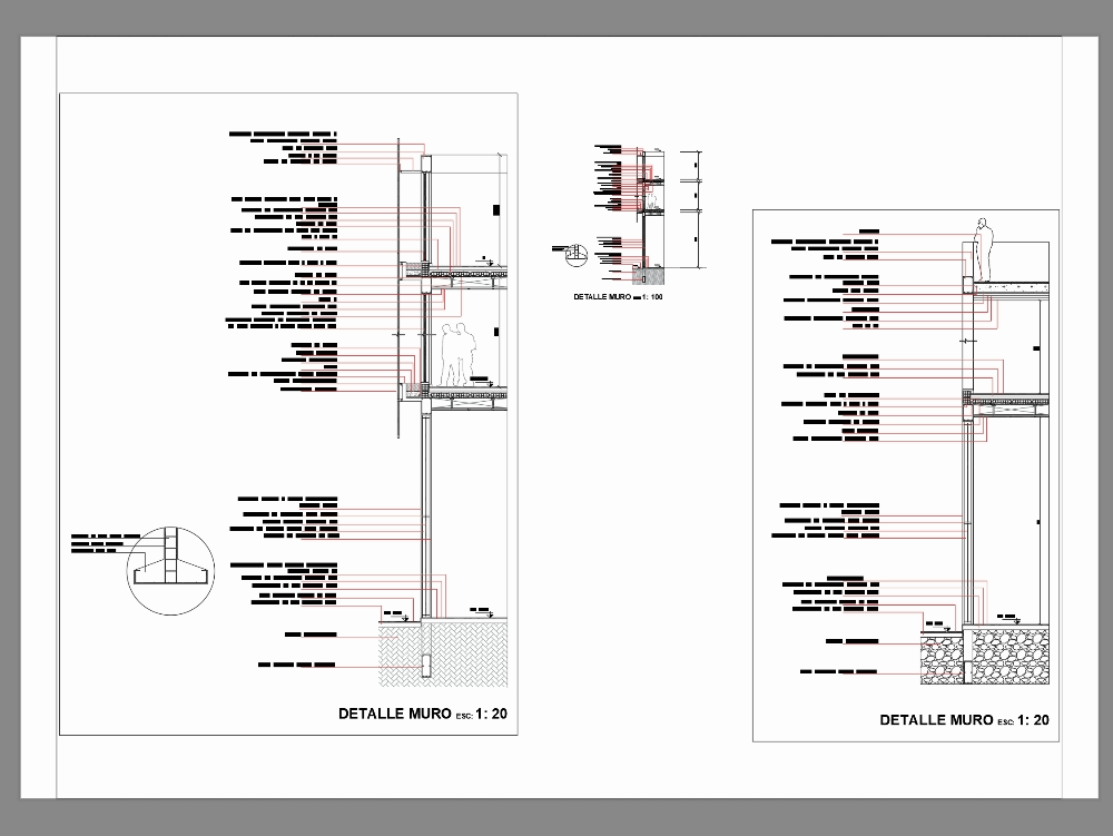 Construction detail of two-story wall