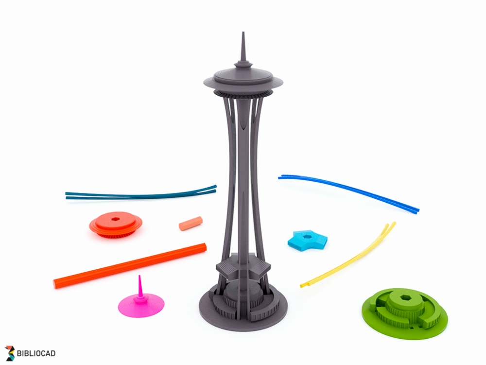 Space Needle-Modell zum Zusammenbauen im Maßstab 1:750