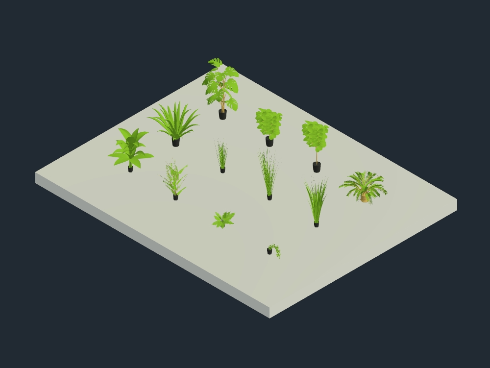 Plantas en macetas en revit