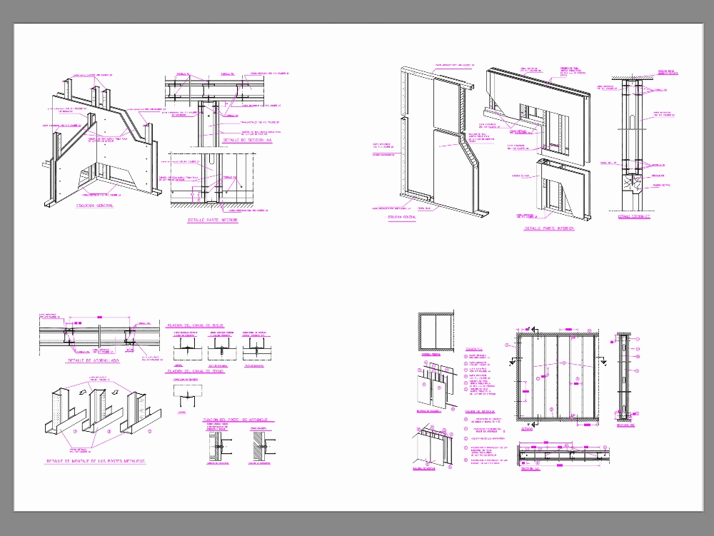 Detalhes do painel drywall