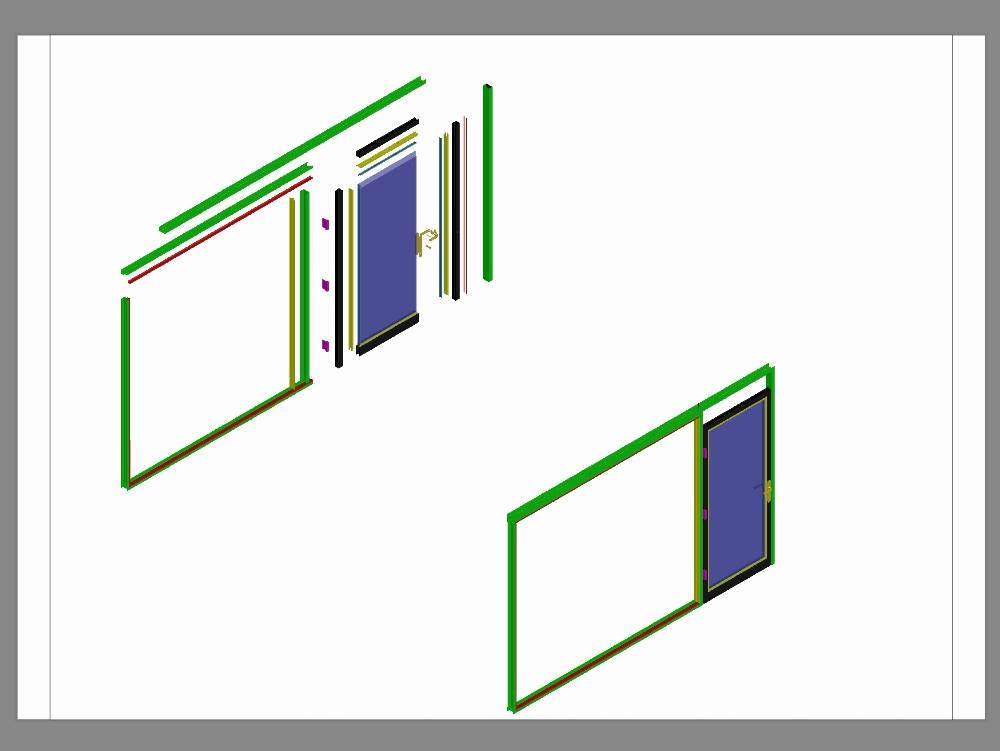 Perfis de portas 3D em alumínio e vidro