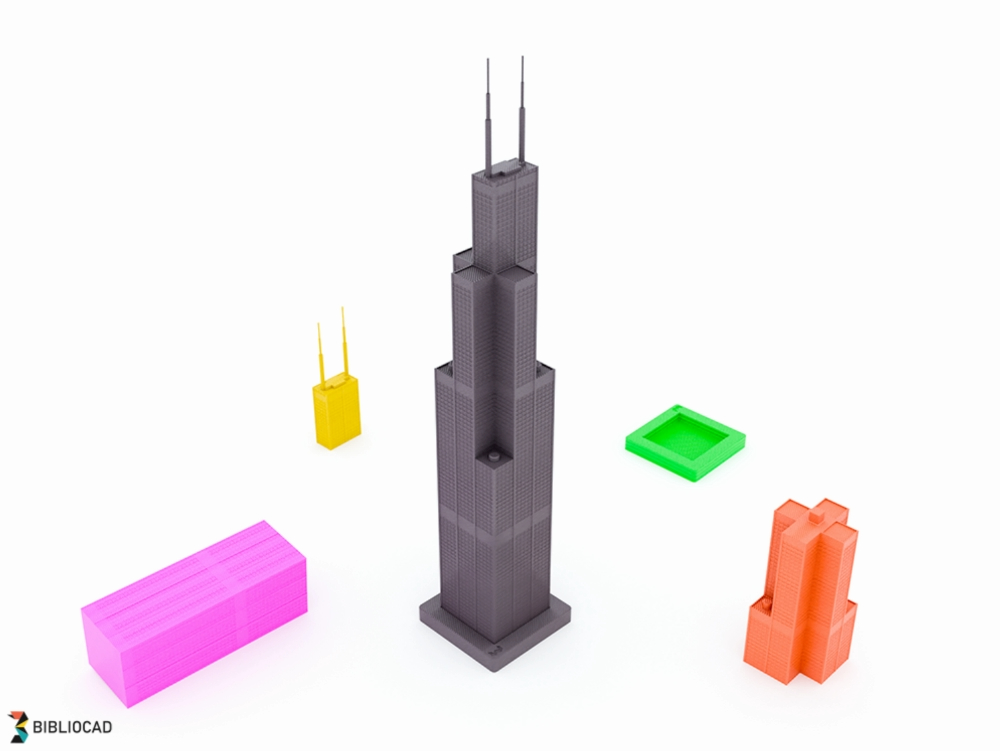 Willis tower at 1:1000 scale to assemble