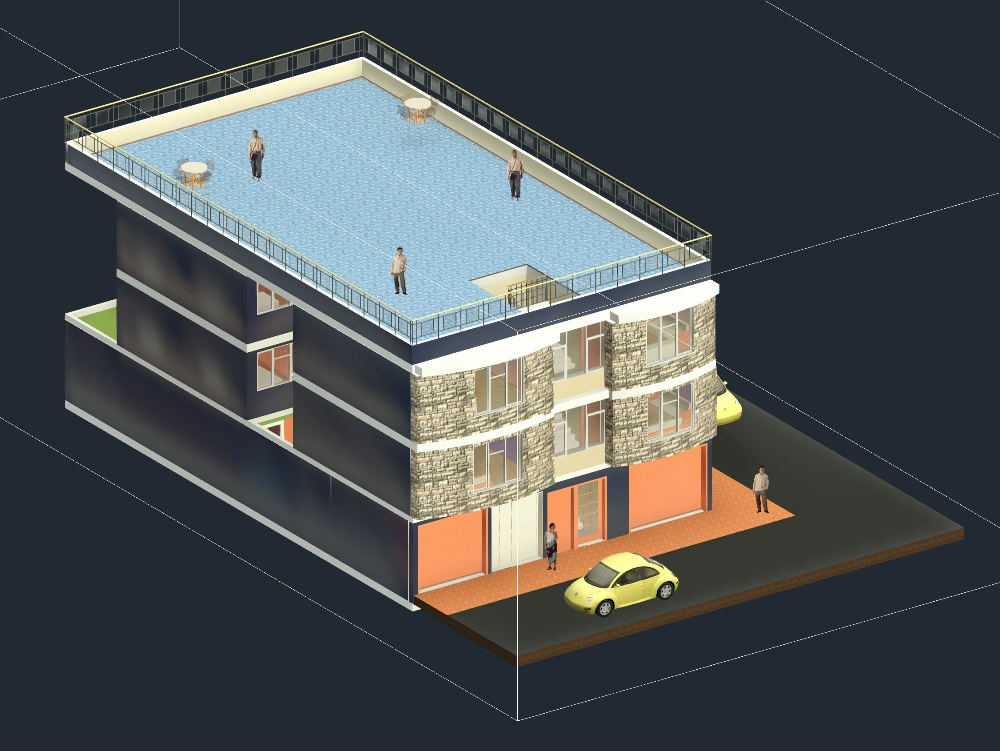 Immeuble sur 3 niveaux + terrasse sur le toit