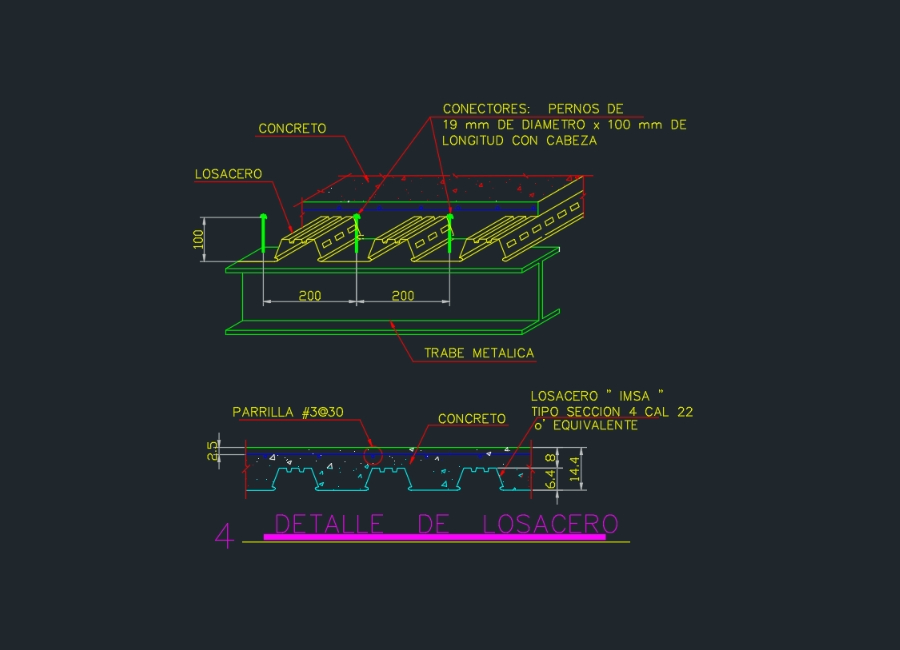 detalle de losacero por capas