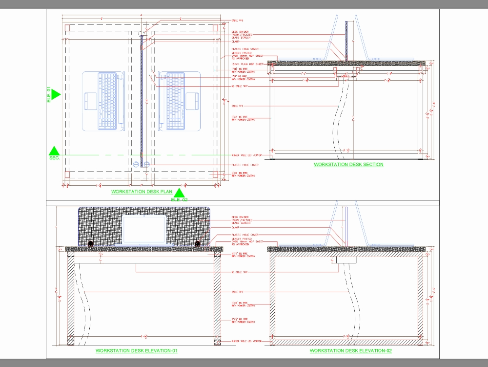 Double workstation desk