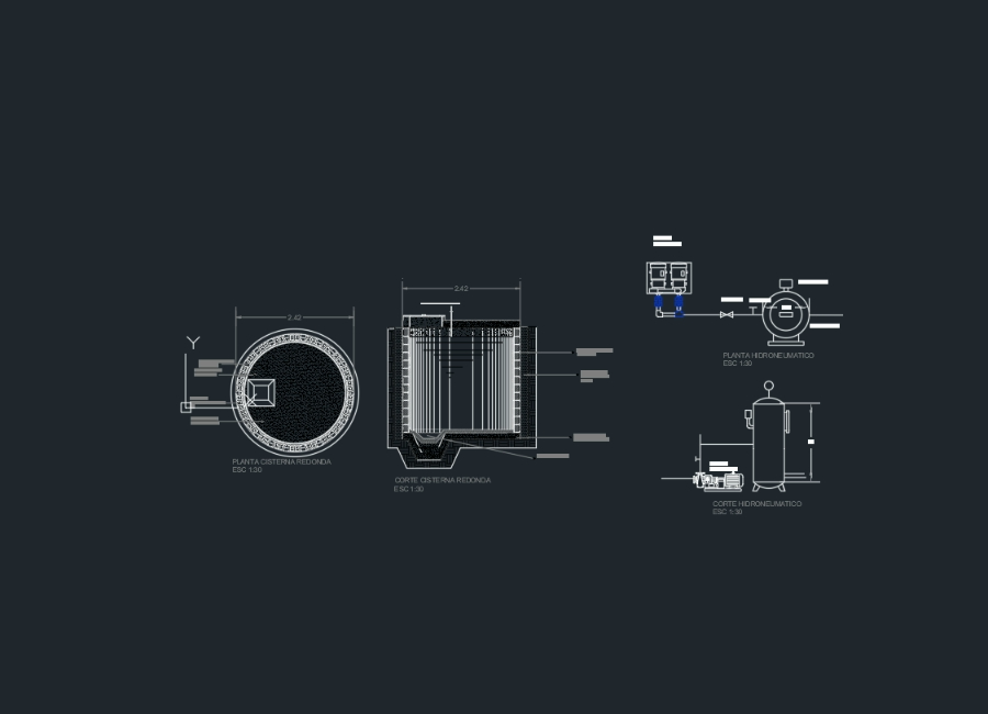 Round cistern and hydropneumatic detail