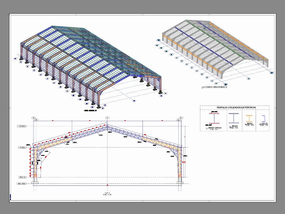 Industrial metal roof structure