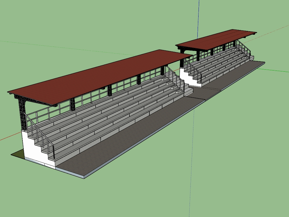 Concrete bleachers and cantilevered roof