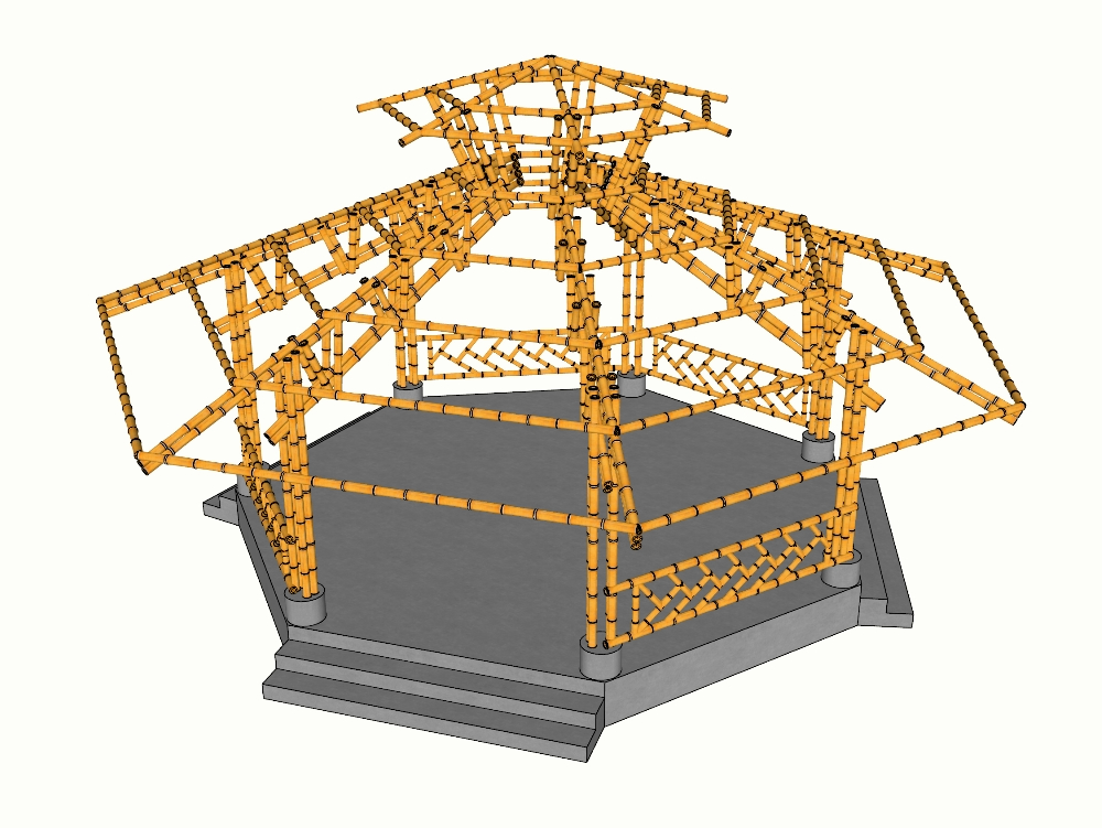 Glorieta de bambú; pérgola