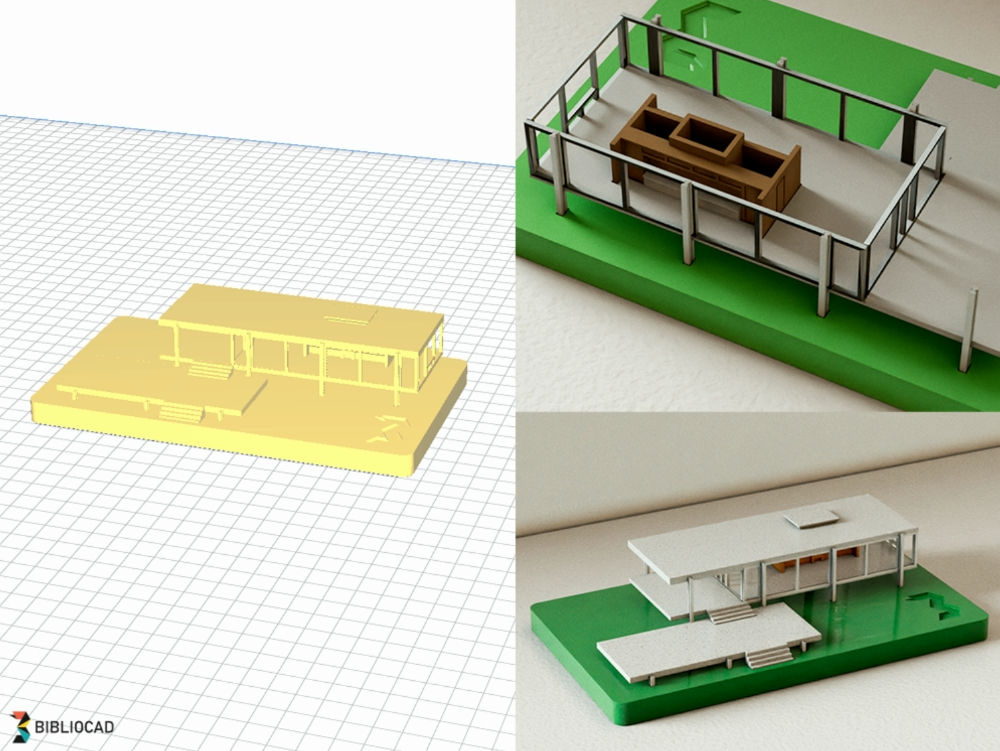 Casa Farnsworth em escala 1 em 200 para montar