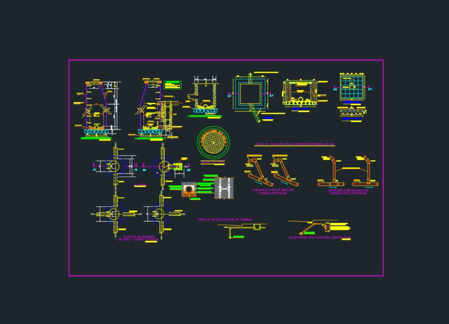 Detalles de pozos de revisión para alcantarillado