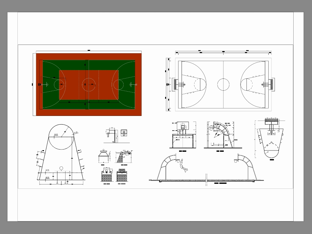 Cancha basketball con medidas oficiales