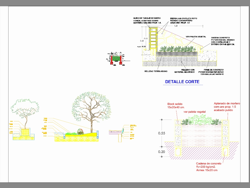 Canteiro de plantas e vegetação