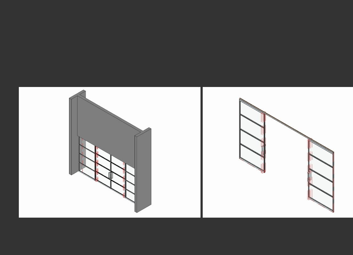 Two-leaf swing door; glass on the sides