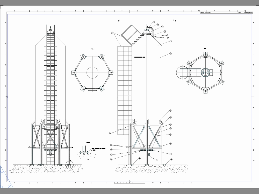 Vertical tank with inspection ladder