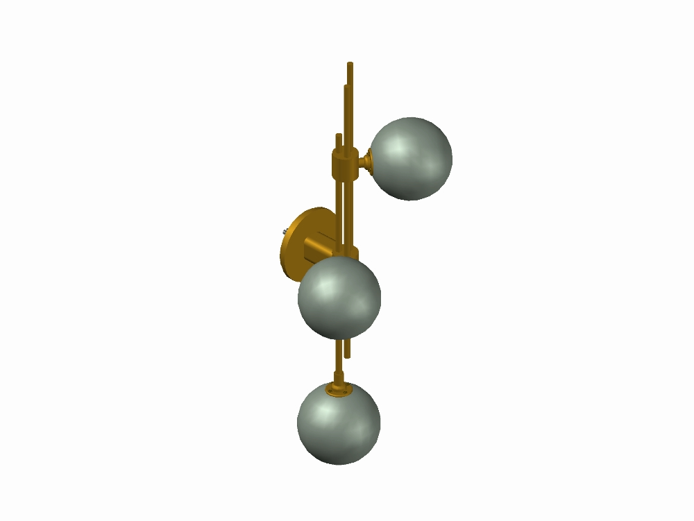 Luminária de parede com 3 bolas de vidro