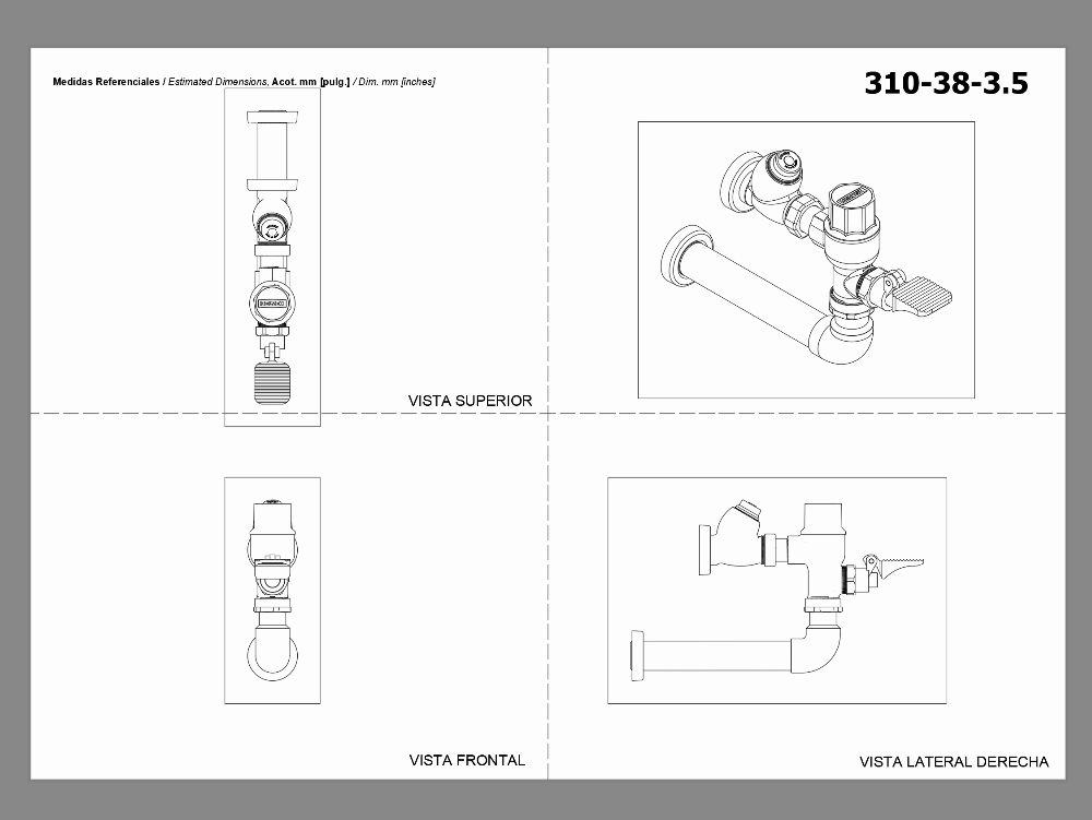 Isometric of a flushometer