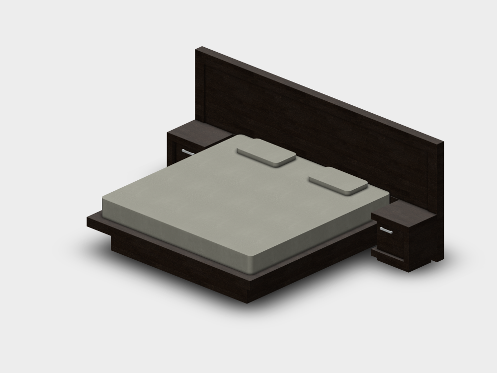 Cama de casal com mesas de cabeceira