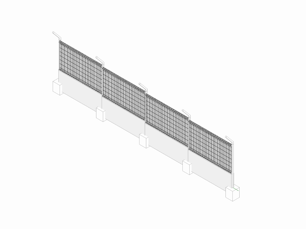 Parametric wire mesh fence with concrete base