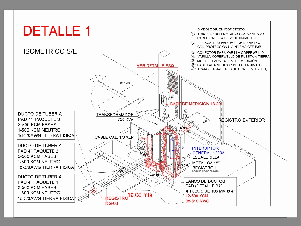 Isometric detail of substation transformer