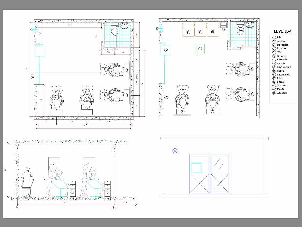 Barber shop plan for commercial premises