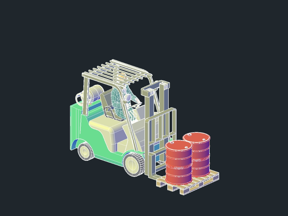 Chariot élévateur en 3D