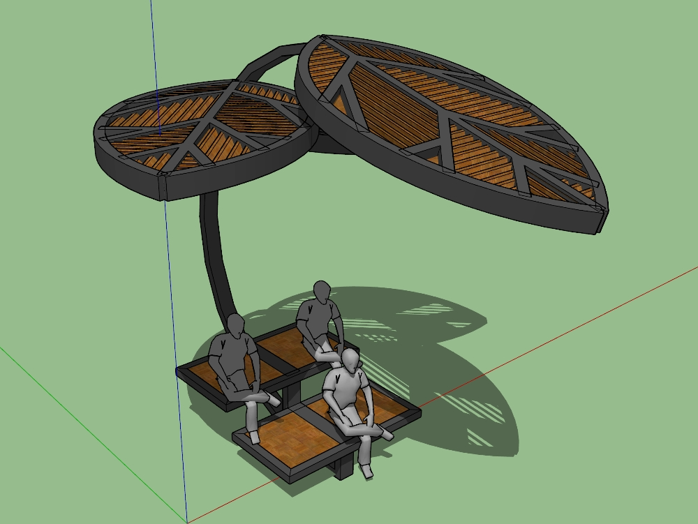 Rest module with organic shade for public spaces