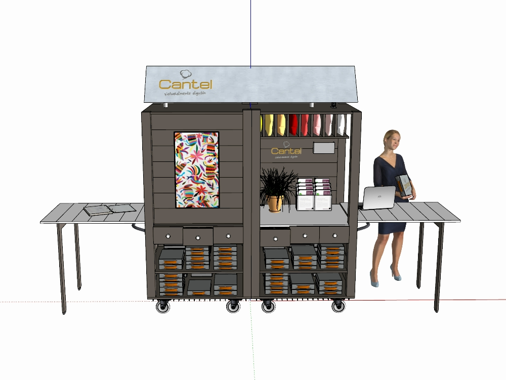 Mobile display and sales module with shelves
