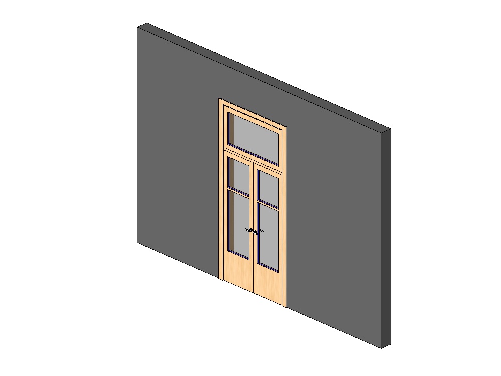 Double entrance door with horizontal viewer