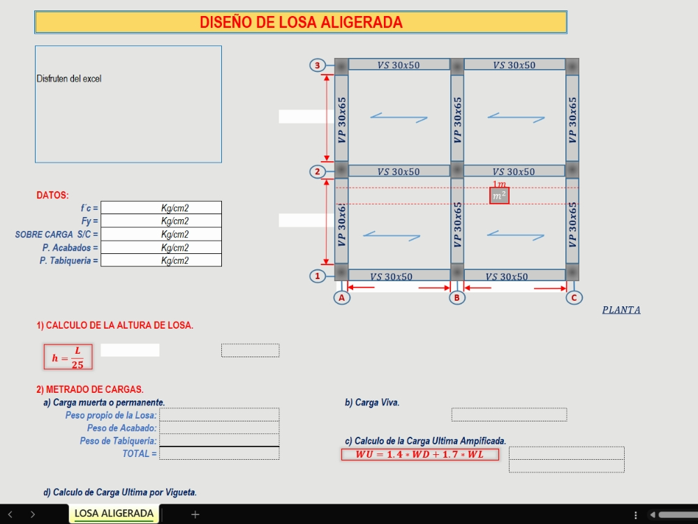 Plantilla para losa aligerada