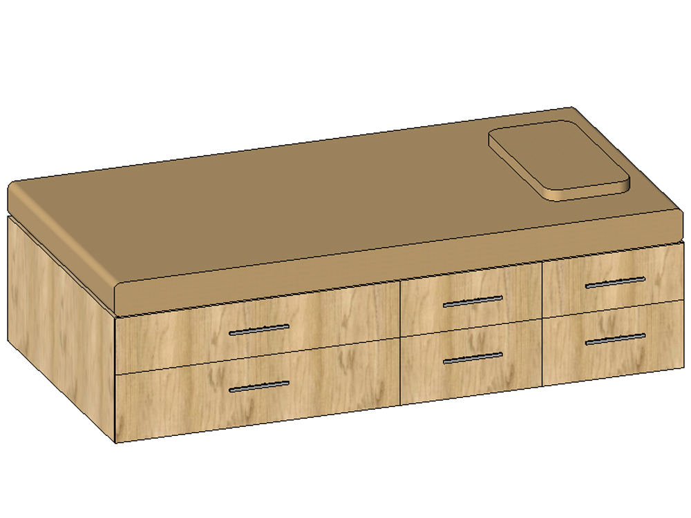 Bed with lower drawer