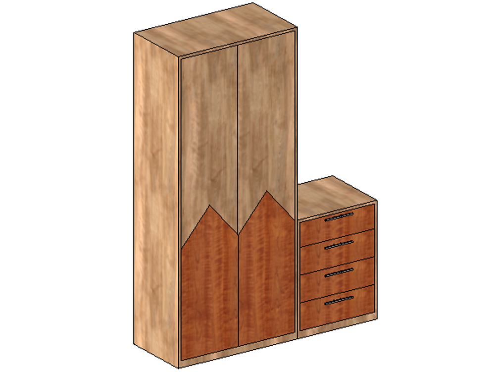 Closet with attached drawers