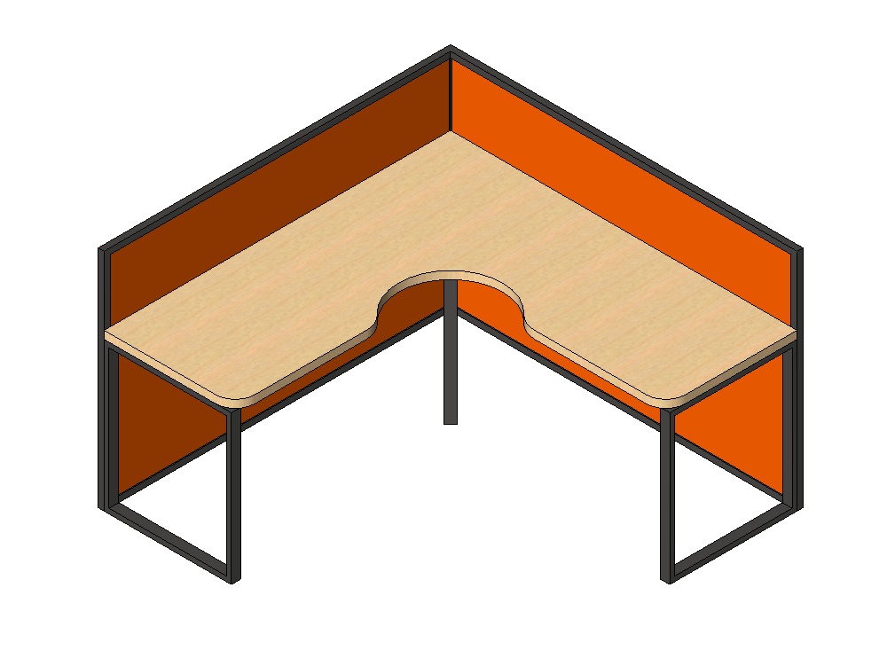 L-shaped desk with dividing panels