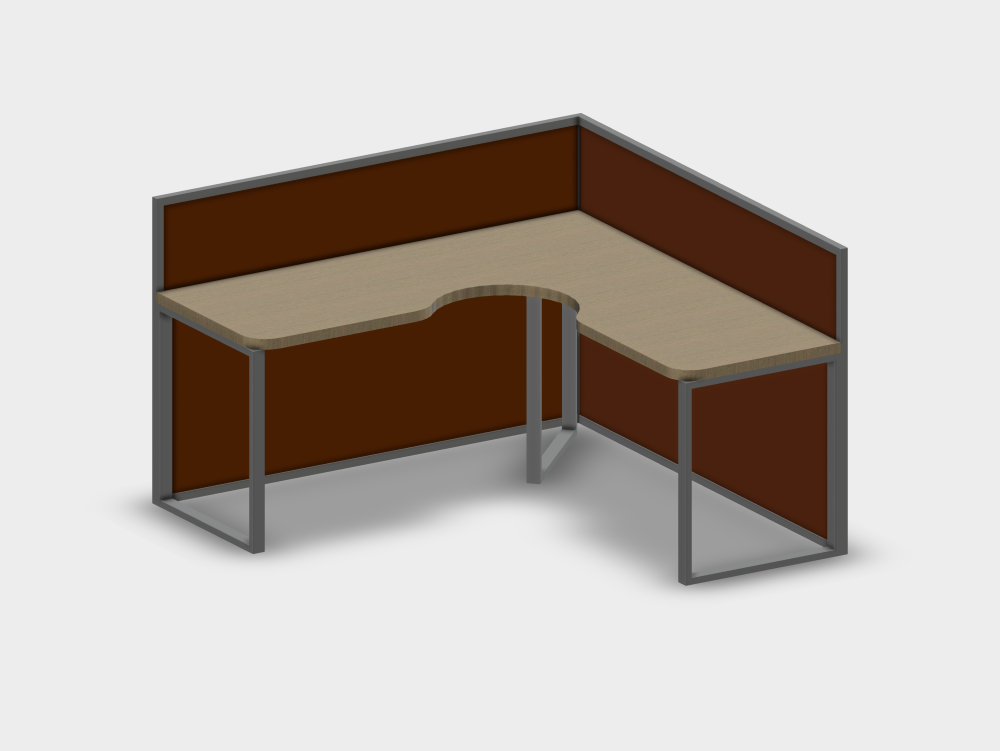 L-shaped desk with dividing panels
