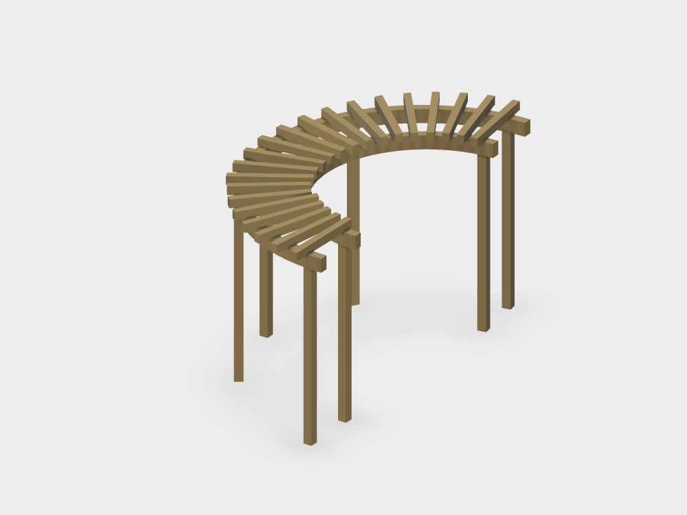 Pergola semi-circulaire en bois