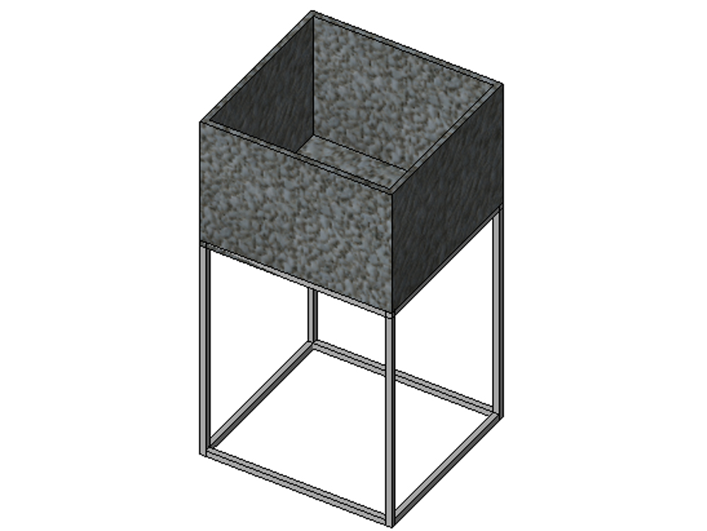 Cement pot with metal base