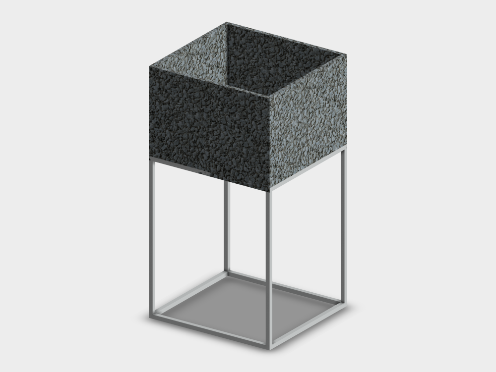 Pot en ciment avec base en métal